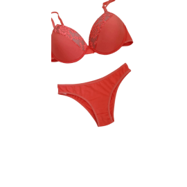 Conjunto Pop Salmão com renda
