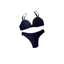 Conjunto Pop Azul Marinho com renda