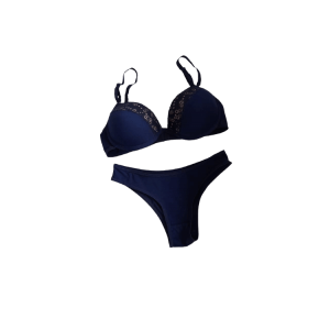 Conjunto Pop Azul Marinho com renda