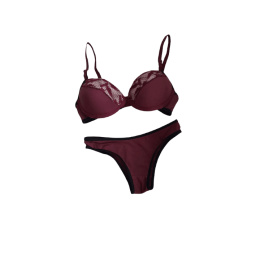 Conjunto Pop Vinho com renda