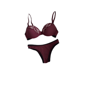 Conjunto Pop Vinho com renda